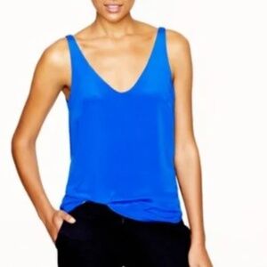 JCrew 100% silk cami, size 4 rich mom quiet luxury capsule career royal blue